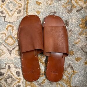 beek Brown Leather Sandals